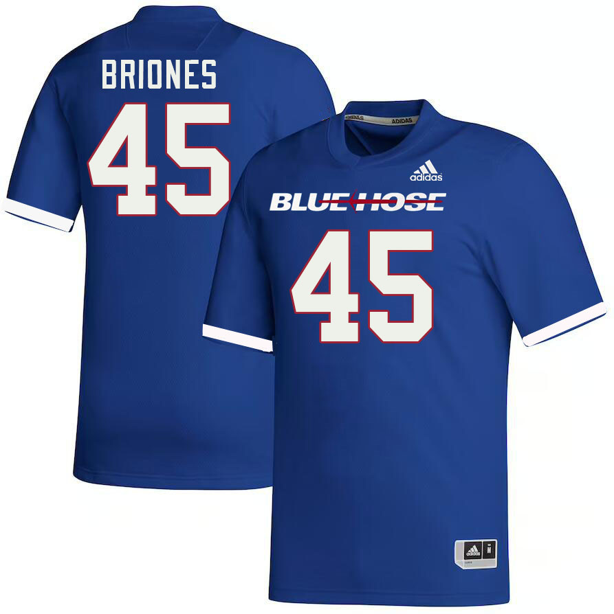 Men-Youth #45 Jason Briones Presbyterian Blue Hose 2023 College Football Jerseys Stitched Sale-Blue